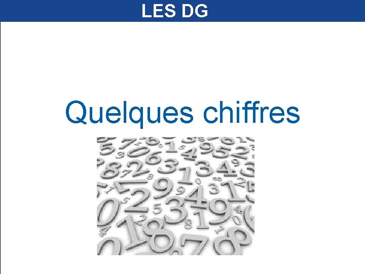  LES DG Quelques chiffres 
