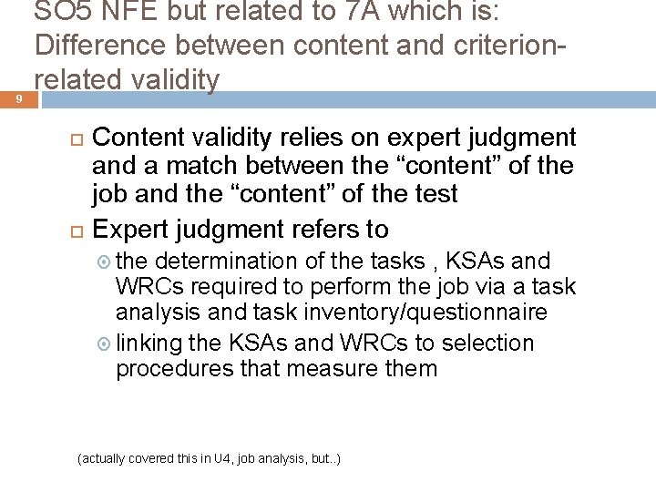 9 SO 5 NFE but related to 7 A which is: Difference between content