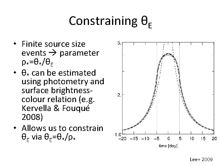 Constraining θE • Finite source size events parameter ρ*=θ*/θE • θ* can be estimated