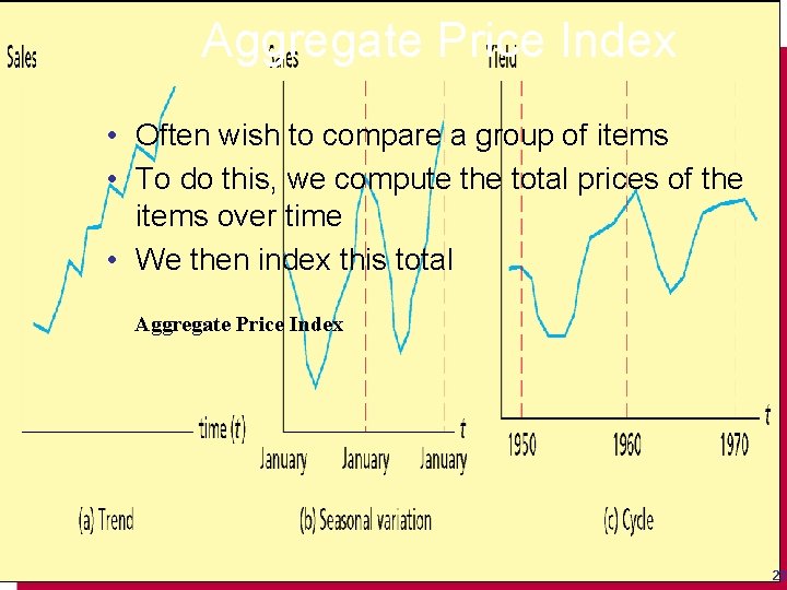 Aggregate Price Index • Often wish to compare a group of items • To