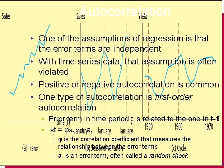 Autocorrelation • One of the assumptions of regression is that the error terms are