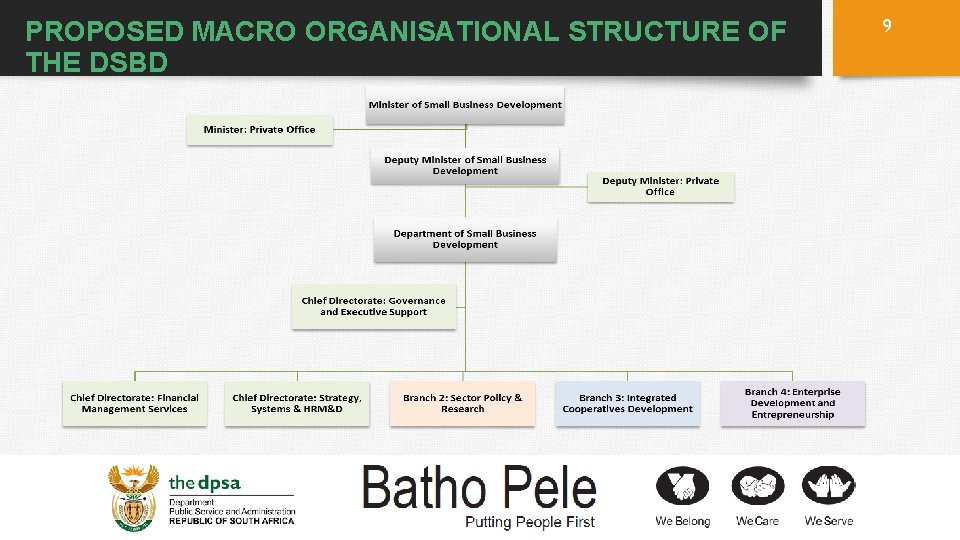 PROPOSED MACRO ORGANISATIONAL STRUCTURE OF THE DSBD 9 