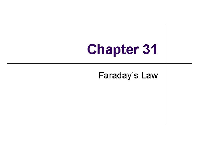 Chapter 31 Faraday’s Law 