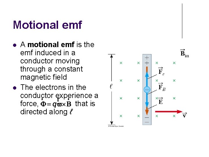 Motional emf A motional emf is the emf induced in a conductor moving through