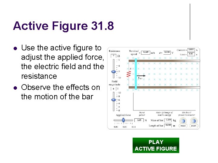 Active Figure 31. 8 Use the active figure to adjust the applied force, the