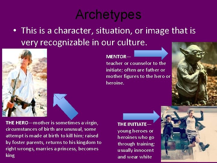 Archetypes • This is a character, situation, or image that is very recognizable in