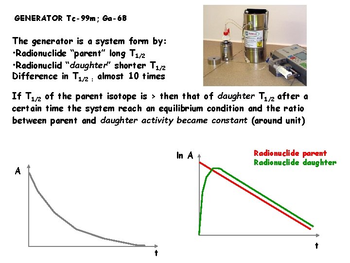 GENERATOR Tc-99 m; Ga-68 The generator is a system form by: • Radionuclide “parent”