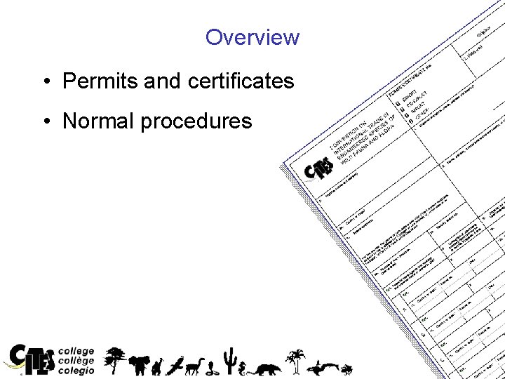 2 Overview • Permits and certificates • Normal procedures 