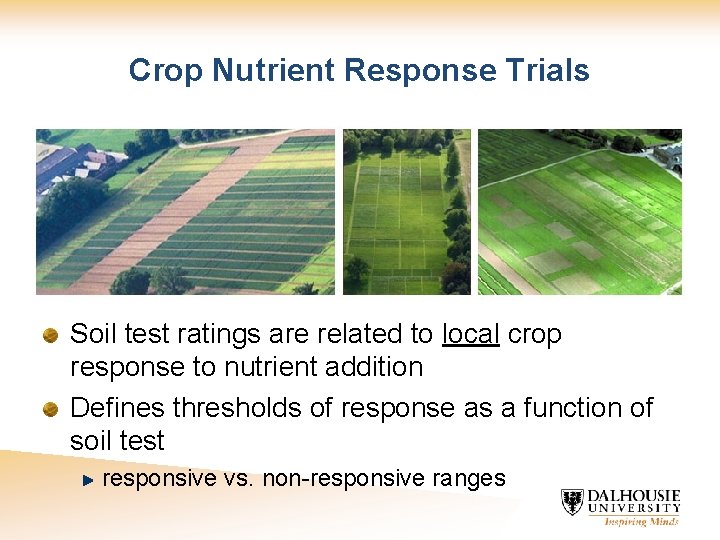 Crop Nutrient Response Trials Soil test ratings are related to local crop response to