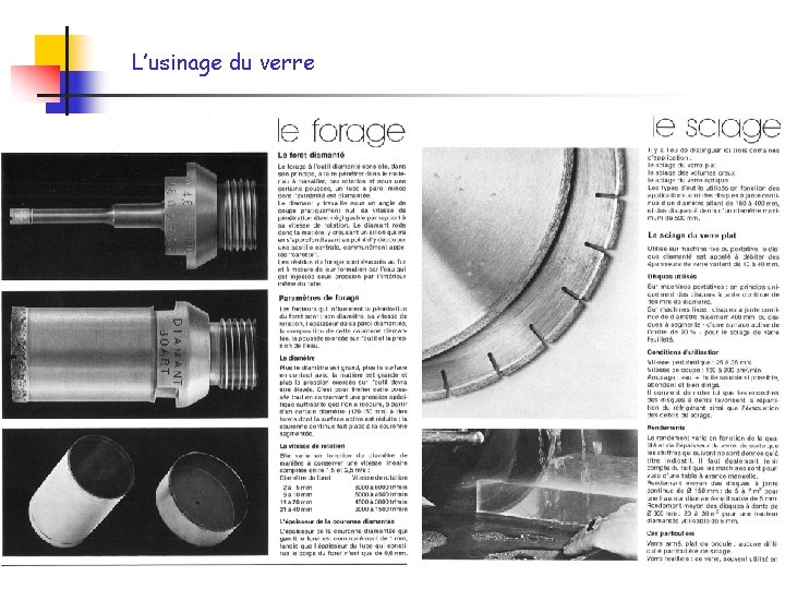 L’usinage du verre L’usinage du verre