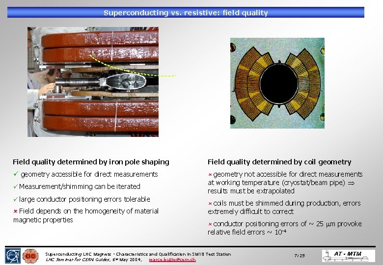 Superconducting vs. resistive: field quality Field quality determined by iron pole shaping Field quality Superconducting vs. resistive: field quality Field quality determined by iron pole shaping Field quality