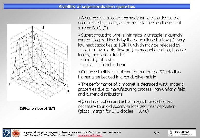 Stability of superconductor: quenches • A quench is a sudden thermodynamic transition to the Stability of superconductor: quenches • A quench is a sudden thermodynamic transition to the