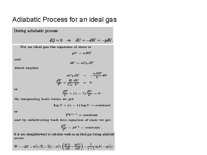 Adiabatic Process for an ideal gas 