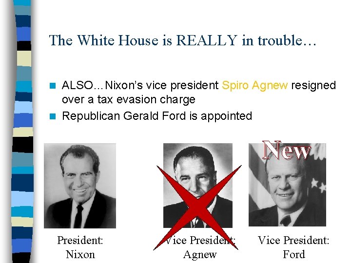 The White House is REALLY in trouble… ALSO…Nixon’s vice president Spiro Agnew resigned over