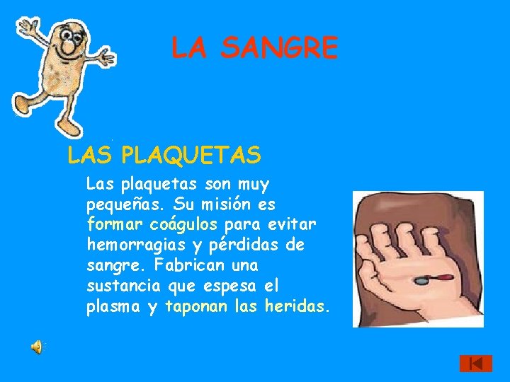 LA SANGRE LAS PLAQUETAS Las plaquetas son muy pequeñas. Su misión es formar coágulos