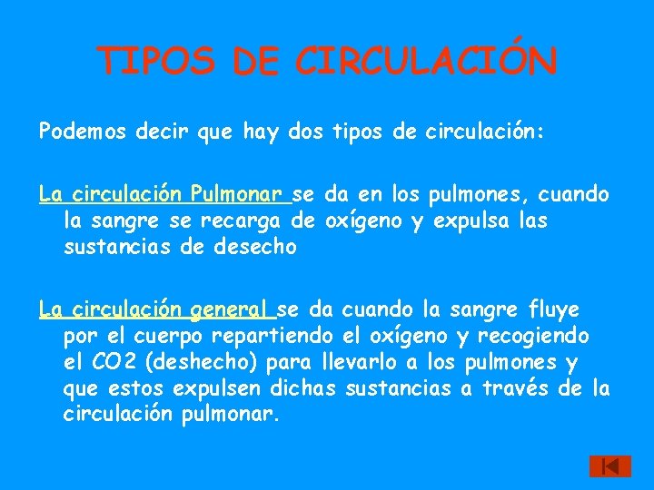 TIPOS DE CIRCULACIÓN Podemos decir que hay dos tipos de circulación: La circulación Pulmonar