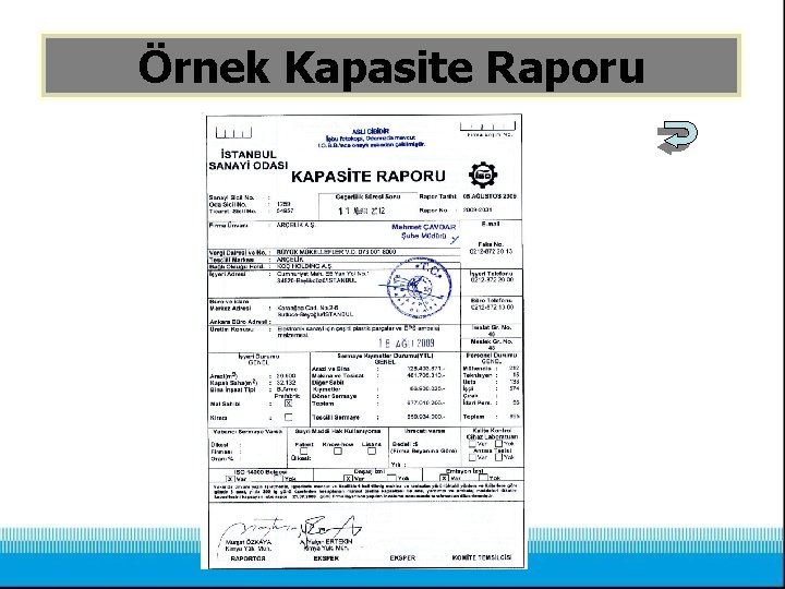 Örnek Kapasite Raporu 