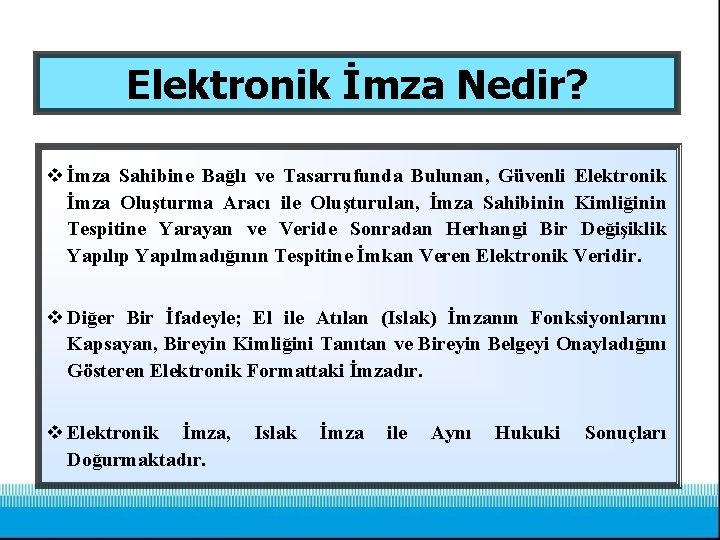 Elektronik İmza Nedir? v İmza Sahibine Bağlı ve Tasarrufunda Bulunan, Güvenli Elektronik İmza Oluşturma