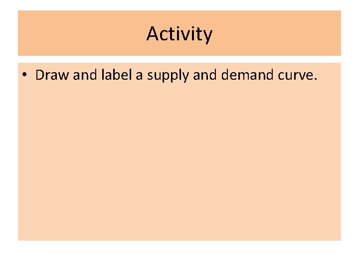 Activity • Draw and label a supply and demand curve. 