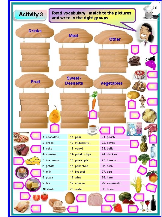 Activity 3 Read vocabulary , match to the pictures and write in the right Activity 3 Read vocabulary , match to the pictures and write in the right