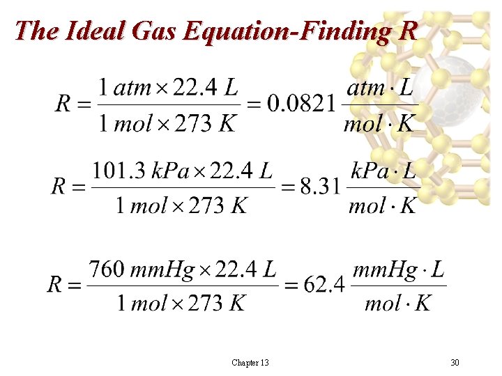 The Ideal Gas Equation-Finding R Chapter 13 30 