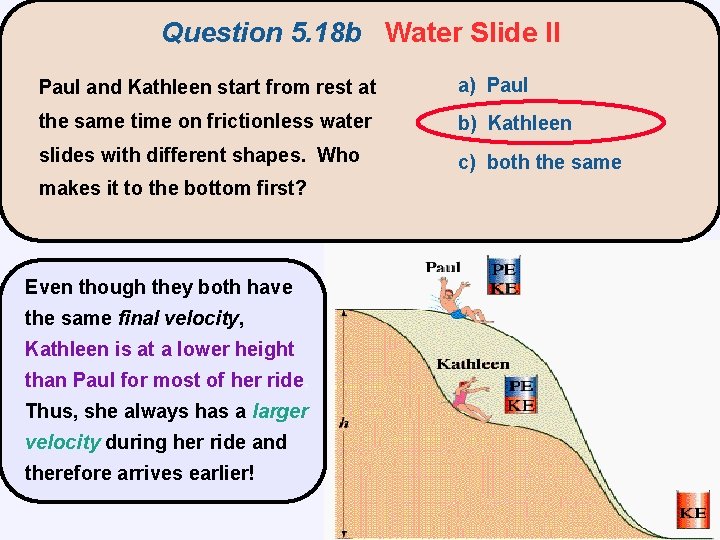 Question 5. 18 b Water Slide II Paul and Kathleen start from rest at