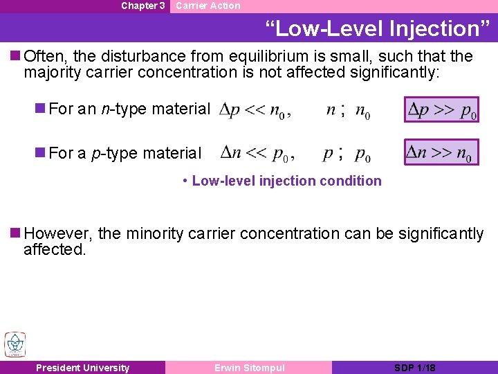 Lvl Injection Semiconductor Device Physics Lecture 4 Dr Ing Erwin