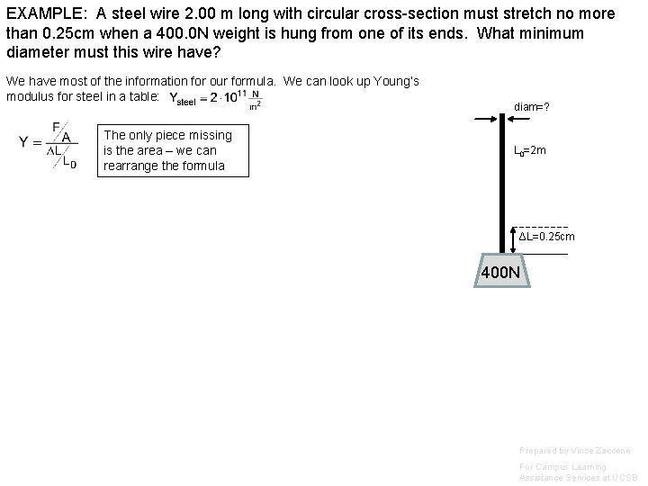 EXAMPLE: A steel wire 2. 00 m long with circular cross-section must stretch no