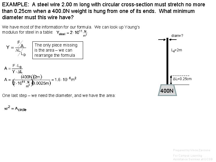 EXAMPLE: A steel wire 2. 00 m long with circular cross-section must stretch no