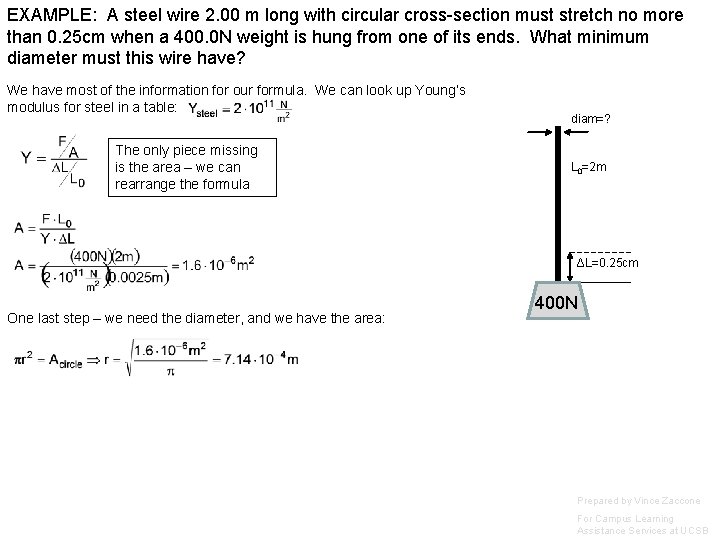 EXAMPLE: A steel wire 2. 00 m long with circular cross-section must stretch no