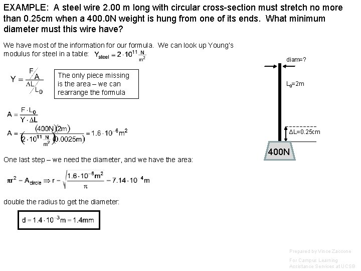 EXAMPLE: A steel wire 2. 00 m long with circular cross-section must stretch no