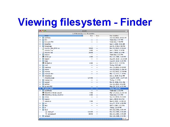 Viewing filesystem - Finder 