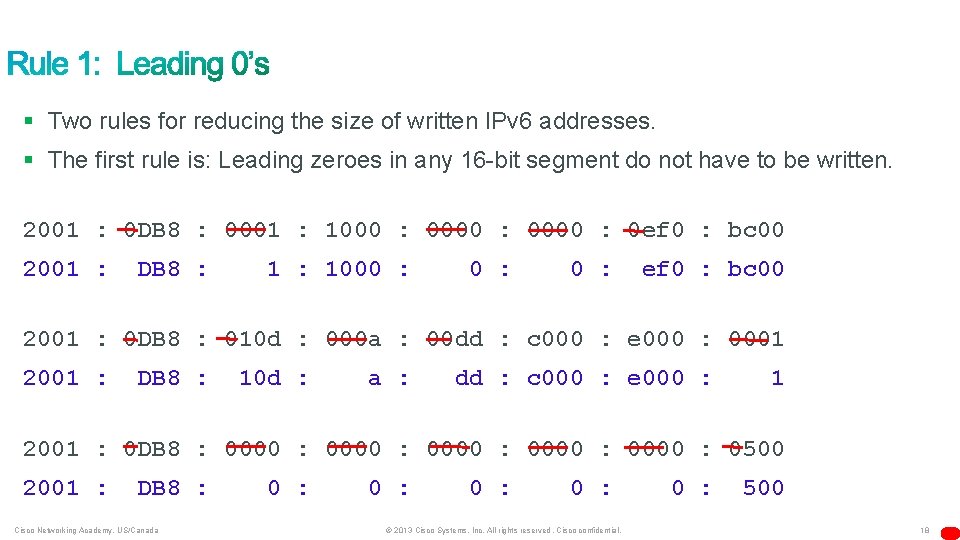 § Two rules for reducing the size of written IPv 6 addresses. § The