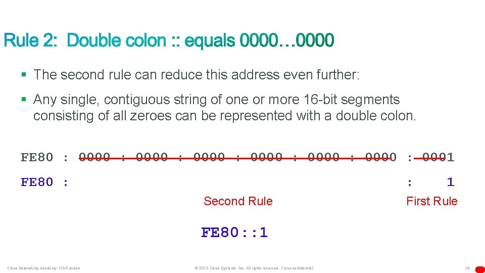 § The second rule can reduce this address even further: § Any single, contiguous