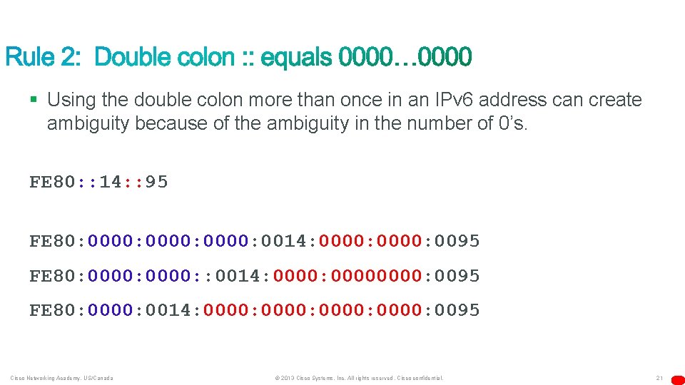 § Using the double colon more than once in an IPv 6 address can