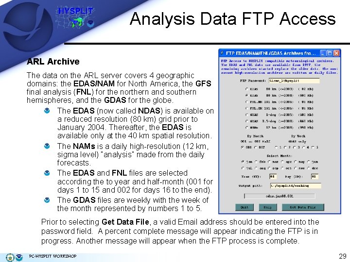Analysis Data FTP Access ARL Archive The data on the ARL server covers 4