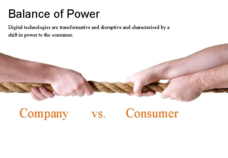 Balance of Power Digital technologies are transformative and disruptive and characterised by a shift