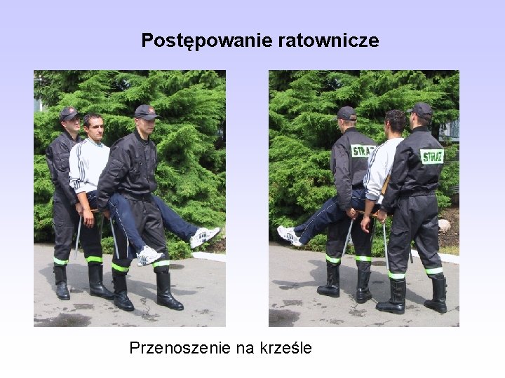 Postępowanie ratownicze Przenoszenie na krześle 