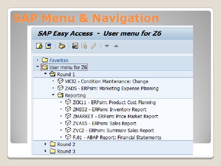 SAP Menu & Navigation 