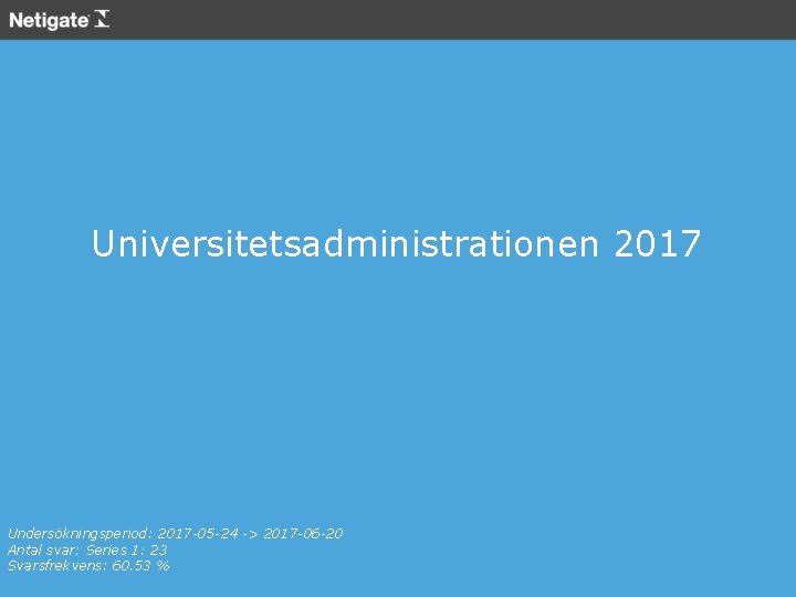 Universitetsadministrationen 2017 Undersökningsperiod: 2017 -05 -24 -> 2017 -06 -20 Antal svar: Series 1: