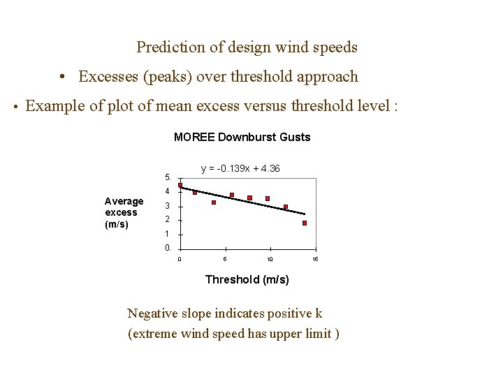 Prediction of design wind speeds • Excesses (peaks) over threshold approach • Example of