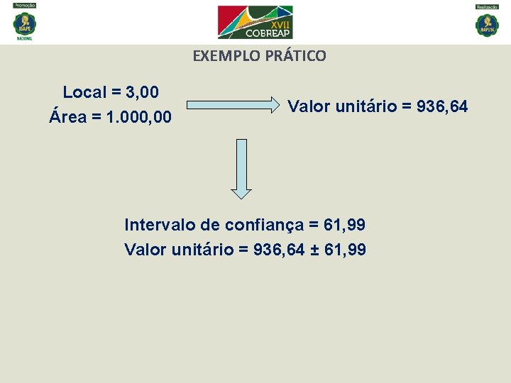 EXEMPLO PRÁTICO Local = 3, 00 Área = 1. 000, 00 Valor unitário =