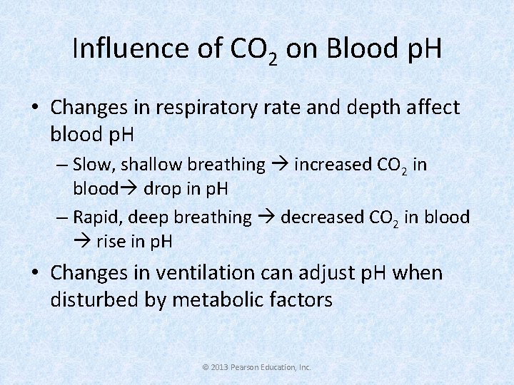 Influence of CO 2 on Blood p. H • Changes in respiratory rate and