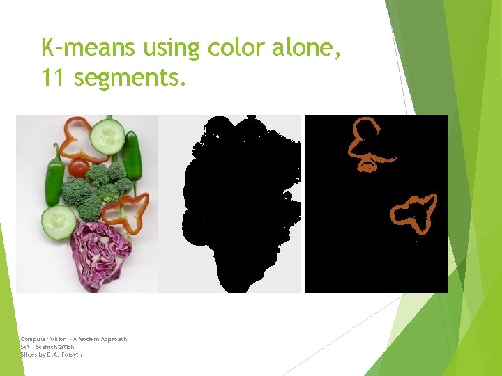 K-means using color alone, 11 segments. Computer Vision - A Modern Approach Set: Segmentation