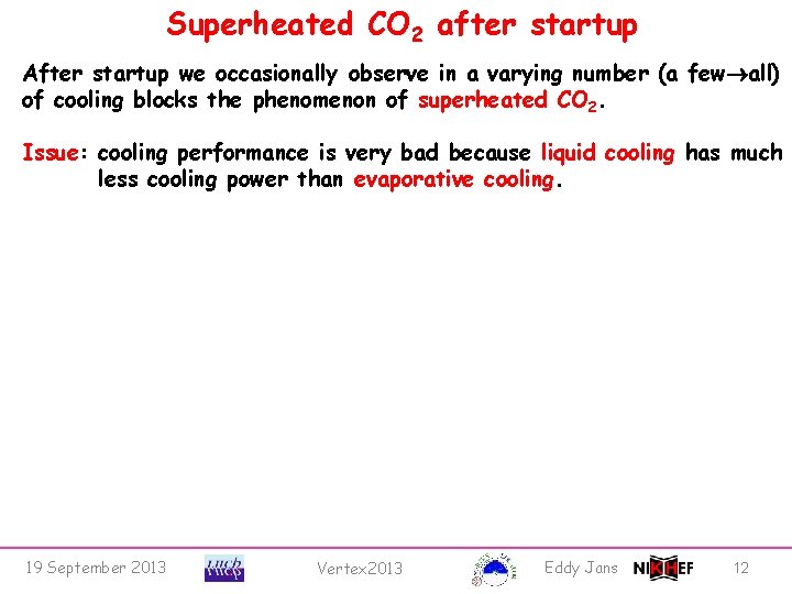 Superheated CO 2 after startup After startup we occasionally observe in a varying number