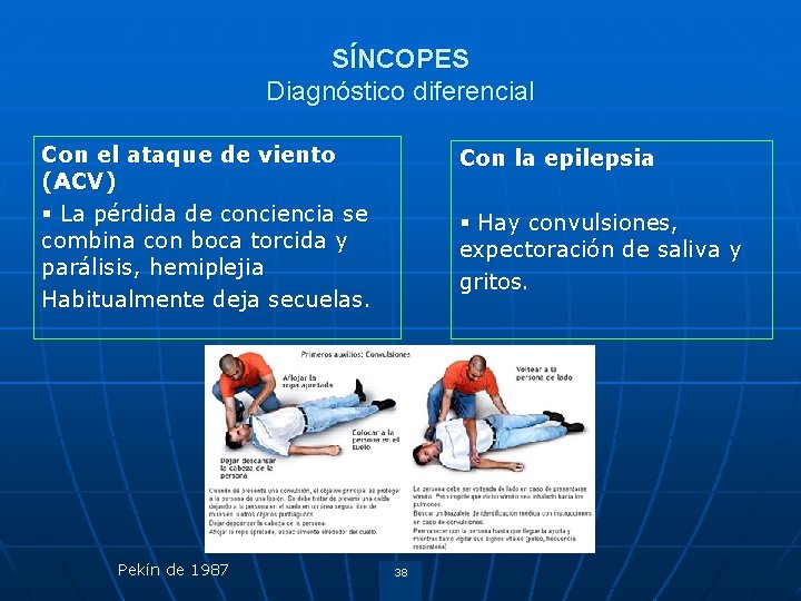 SÍNCOPES Diagnóstico diferencial Con el ataque de viento (ACV) § La pérdida de conciencia