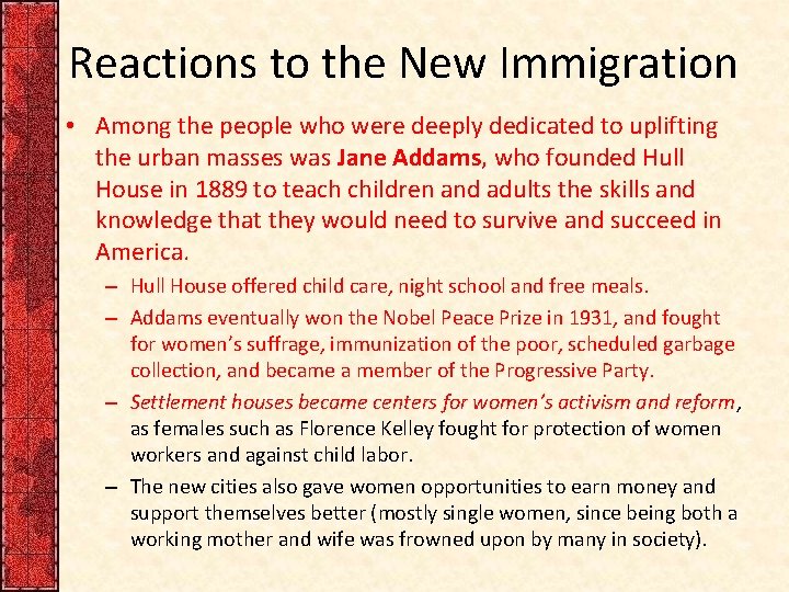 Reactions to the New Immigration • Among the people who were deeply dedicated to Reactions to the New Immigration • Among the people who were deeply dedicated to