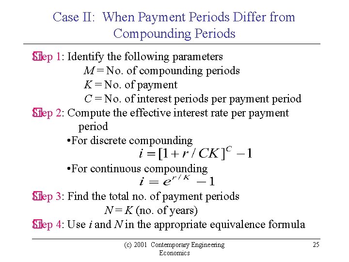 Case II: When Payment Periods Differ from Compounding Periods Step 1: Identify the following