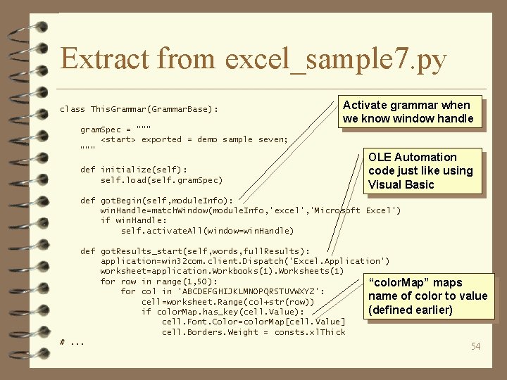 Extract from excel_sample 7. py class This. Grammar(Grammar. Base): gram. Spec = """ <start>
