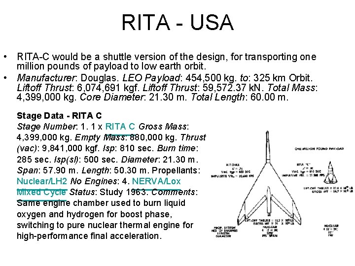 RITA - USA • RITA-C would be a shuttle version of the design, for